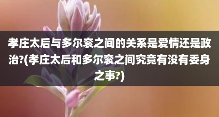 孝庄太后与多尔衮之间的关系是爱情还是政治?(孝庄太后和多尔衮之间究竟有没有委身之事?)