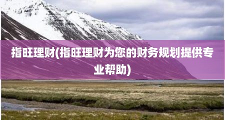 指旺理财(指旺理财为您的财务规划提供专业帮助)