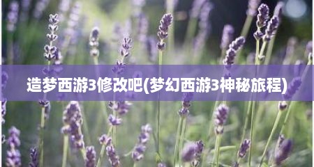 造梦西游3修改吧(梦幻西游3神秘旅程)