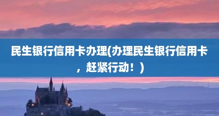 民生银行信用卡办理(办理民生银行信用卡，赶紧行动！)