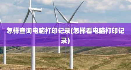 怎样查询电脑打印记录(怎样看电脑打印记录)
