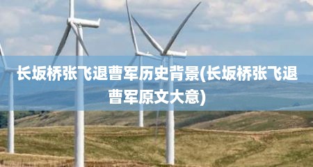 长坂桥张飞退曹军历史背景(长坂桥张飞退曹军原文大意)