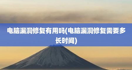 电脑漏洞修复有用吗(电脑漏洞修复需要多长时间)