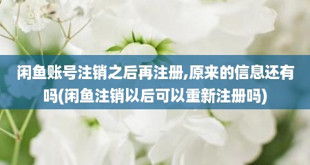 闲鱼账号注销之后再注册,原来的信息还有吗(闲鱼注销以后可以重新注册吗)