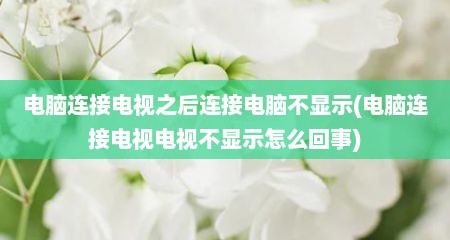 电脑连接电视之后连接电脑不显示(电脑连接电视电视不显示怎么回事)