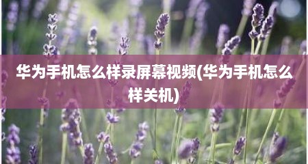 华为手机怎么样录屏幕视频(华为手机怎么样关机)