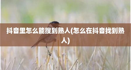 抖音里怎么能搜到熟人(怎么在抖音找到熟人)