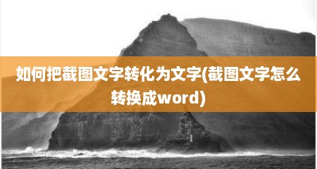 如何把截图文字转化为文字(截图文字怎么转换成word)