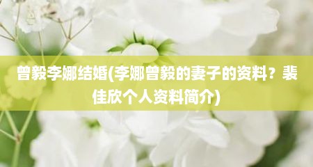 曾毅李娜结婚(李娜曾毅的妻子的资料？裴佳欣个人资料简介)