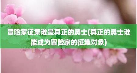 冒险家征集谁是真正的勇士(真正的勇士谁能成为冒险家的征集对象)