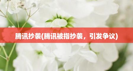 腾讯抄袭(腾讯被指抄袭，引发争议)