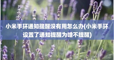 小米手环通知提醒没有用怎么办(小米手环设置了通知提醒为啥不提醒)