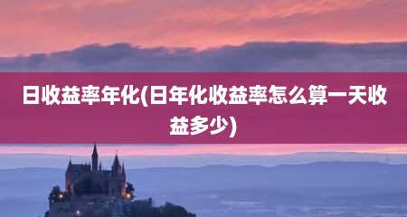 日收益率年化(日年化收益率怎么算一天收益多少)
