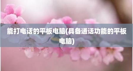 能打电话的平板电脑(具备通话功能的平板电脑)