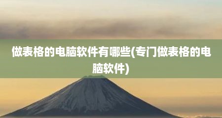 做表格的电脑软件有哪些(专门做表格的电脑软件)