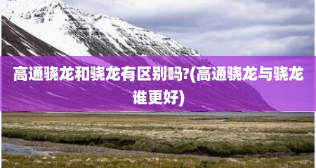 高通骁龙和骁龙有区别吗?(高通骁龙与骁龙谁更好)