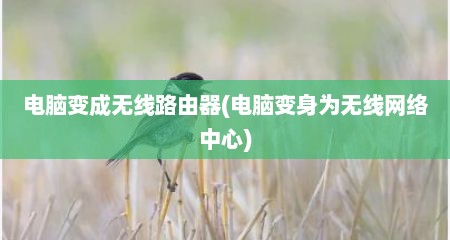 电脑变成无线路由器(电脑变身为无线网络中心)