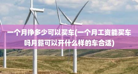 一个月挣多少可以买车(一个月工资能买车吗月薪可以开什么样的车合适)