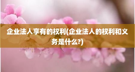 企业法人享有的权利(企业法人的权利和义务是什么?)