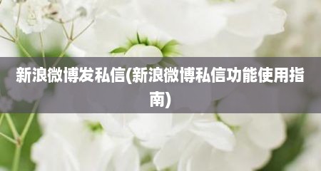 新浪微博发私信(新浪微博私信功能使用指南)