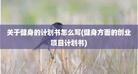 关于健身的计划书怎么写(健身方面的创业项目计划书)