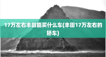 17万左右丰田能买什么车(丰田17万左右的轿车)