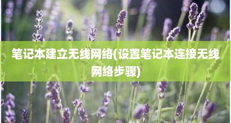 笔记本建立无线网络(设置笔记本连接无线网络步骤)