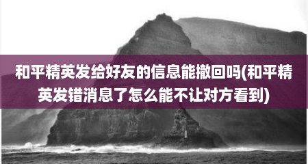 和平精英发给好友的信息能撤回吗(和平精英发错消息了怎么能不让对方看到)