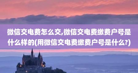微信交电费怎么交,微信交电费缴费户号是什么样的(用微信交电费缴费户号是什么?)