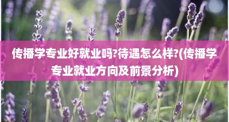 传播学专业好就业吗?待遇怎么样?(传播学专业就业方向及前景分析)