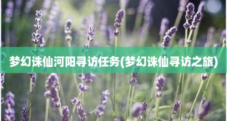 梦幻诛仙河阳寻访任务(梦幻诛仙寻访芝旅)