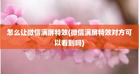 怎么让微信满屏特效(微信满屏特效对方可以看到吗)