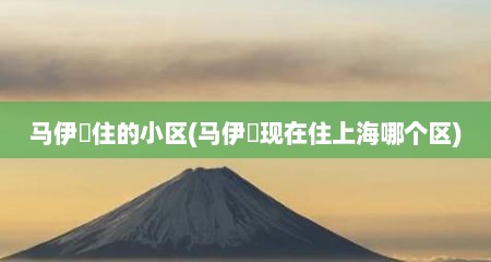 马伊琍住的小区(马伊琍现在住上海哪个区)