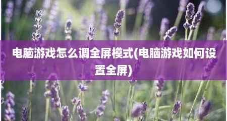 电脑游戏怎么调全屏模式(电脑游戏如何设置全屏)