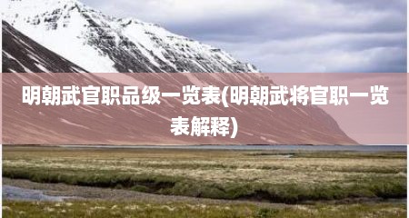 明朝武官职品级一览表(明朝武将官职一览表解释)