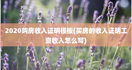 2020购房收入证明模板(买房的收入证明工资收入怎么写)