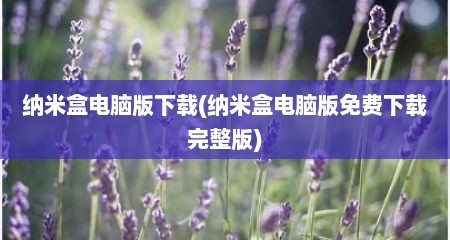 纳米盒电脑版下载(纳米盒电脑版免费下载完整版)