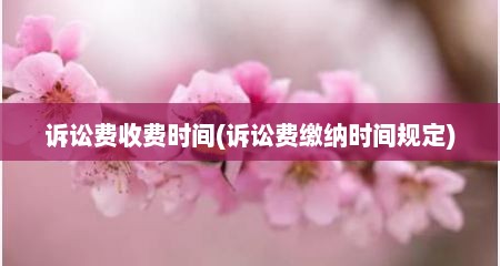 诉讼费收费时间(诉讼费缴纳时间规定)