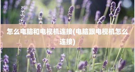 怎么电脑和电视机连接(电脑跟电视机怎么连接)