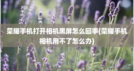 荣耀手机打开相机黑屏怎么回事(荣耀手机相机用不了怎么办)