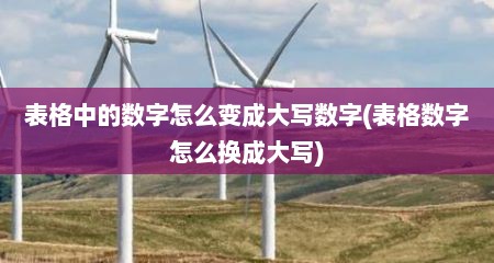 表格中的数字怎么变成大写数字(表格数字怎么换成大写)