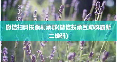 微信扫码投票刷票群(微信投票互助群最新二维码)