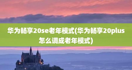 华为畅享20se老年模式(华为畅享20plus怎么调成老年模式)