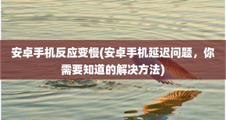 安卓手机反应变慢(安卓手机延迟问题，尔需要知道的解决方法)