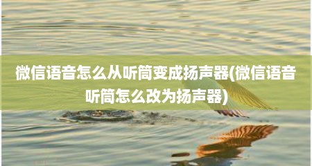 微信语音怎么从听筒变成扬声器(微信语音听筒怎么改为扬声器)