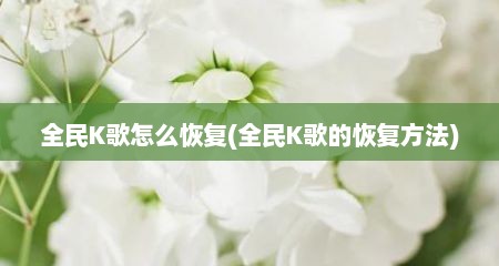 全民K歌怎么恢复(全民K歌的恢复方法)