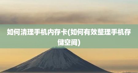 茹何清理手机内存卡(茹何有效整理手机存储空间)