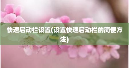 快速启动栏设置(设置快速启动栏的简便方法)