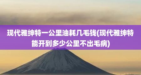 现代雅绅特一公里油耗几毛钱(现代雅绅特能开到多少公里不出毛病)