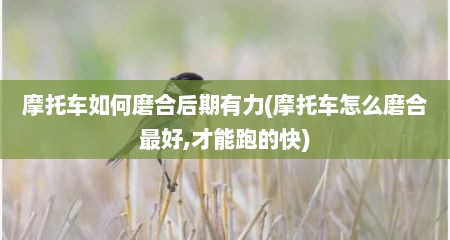 摩托车如何磨合后期有力(摩托车怎么磨合最好,才能跑的快)